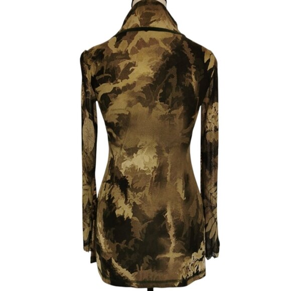 ANAC Designed by Kimi Vintage Y2K Long Sheer Sleeve Fitted Top -  Sz Vintage L - Picture 4 of 9